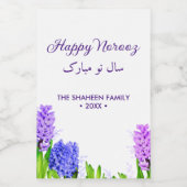 Lila Blue Pink Happy Norooz Hyacinth Blume Lebensmitteletikett (Einzelnes Label)