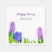 Lila Blue Pink Hyacinth Blume Happy Norooz Serviette (Vorderseite)