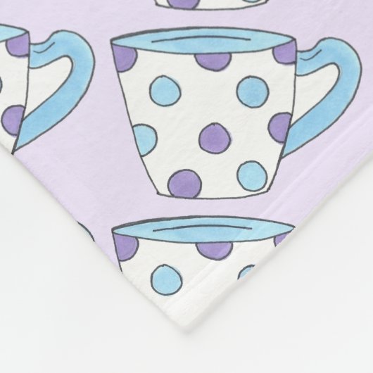 Lila Blue Polka Dot Teacup Tee Party Cups Fleecedecke (Ecke)