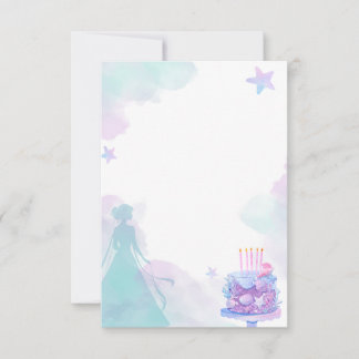 Lila Blue Princess Girl Birthday Party Dankeskarte