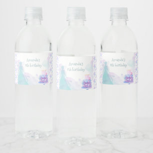 Lila Blue Princess Girl Birthday Party Wasserflaschenetikett