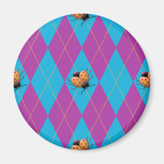 Lila & Blue Raute Ladybug Magnet