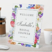 Lila Blue Red Wildblume Brautparty Willkommen Sockelschild (In Situ)