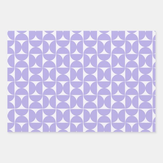 Lila Blue Retro 60er 70er Geometric Heart Romantic Geschenkpapier Set (Vorderseite)