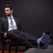 Lila & Blue Retro Raute Bowling Button Krawatte