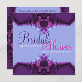 Lila Blue Satin Lace Bridal Dusche Einladung (Vorne/Hinten)