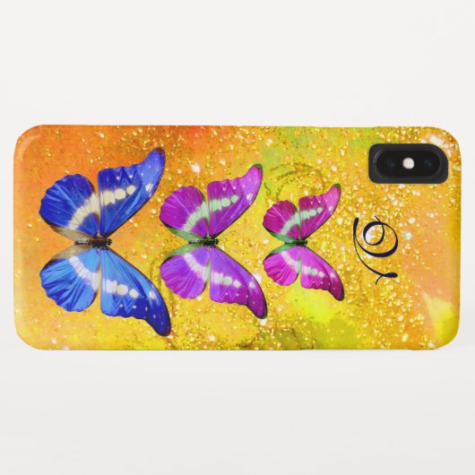 Lila BLUE-SCHALTFLÄCHEN IN GOLDGELBE Case-Mate iPhone Hülle (Rückseite (Horizontal))