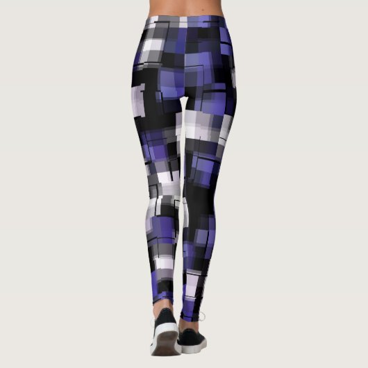 Lila Blue Schwarz-weiß Trendy Leggings (Rückseite)