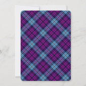 Lila Blue Scottish Tartan Kariert Wedding Einladung (Rückseite)
