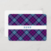 Lila Blue Scottish Tartan Kariert Wedding RSVP Karte (Vorne/Hinten)