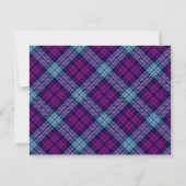 Lila Blue Scottish Tartan Kariert Wedding Save The Date (Rückseite)