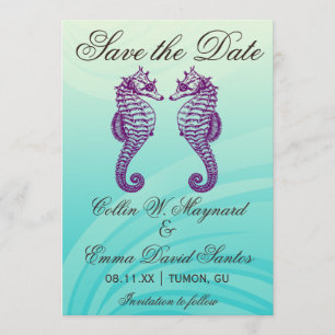 Lila & Blue Seepferd Save the Date