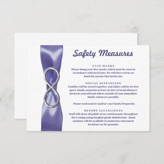 Lila Blue Silber Unfinity Safety Measures Card Einladung (Vorne/Hinten)