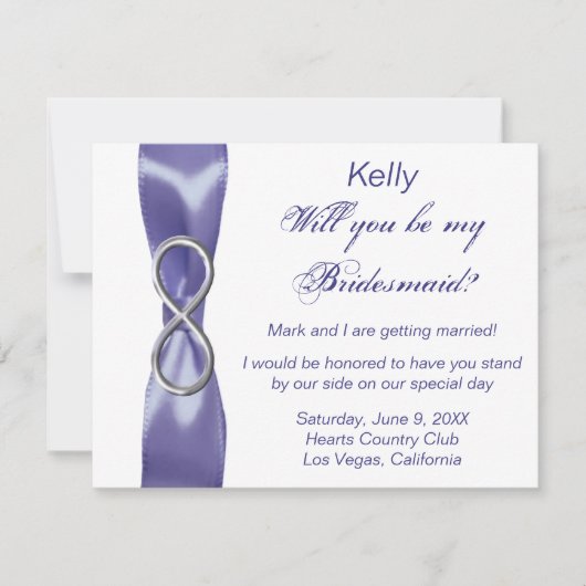 Lila Blue Silver Infinity Bridesmaid Card (Vorderseite)