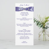 Lila Blue Silver Infinity Wedding Menu Card Einladung (Stehend Vorderseite)