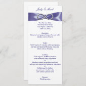 Lila Blue Silver Infinity Wedding Menu Card Einladung (Vorne/Hinten)