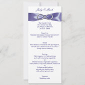 Lila Blue Silver Infinity Wedding Menu Card Einladung (Vorderseite)