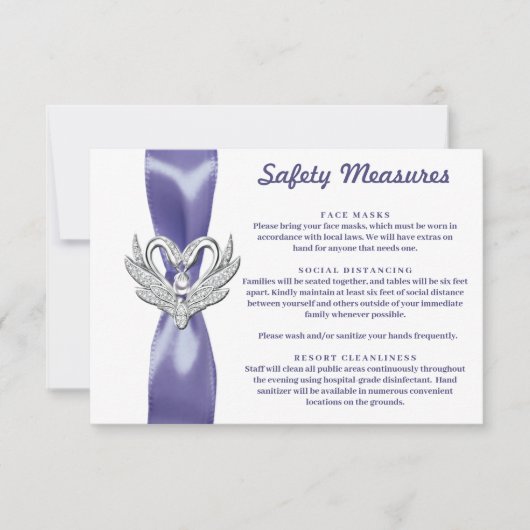Lila Blue Silver Swan Safety Measures Card Save The Date (Vorderseite)