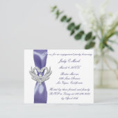 Lila Blue Silver Swans Engagement Party Ankündigung (Stehend Vorderseite)
