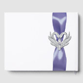 Lila Blue Silver Swans Hochzeit Gästebuch (Rückseite)