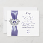 Lila Blue Silver Swans Trauzeugin Card Ankündigung (Vorderseite)