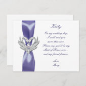Lila Blue Silver Swans Trauzeugin Card Ankündigung (Vorne/Hinten)
