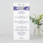 Lila Blue Silver Swans Wedelmenu Card Einladung (Stehend Vorderseite)