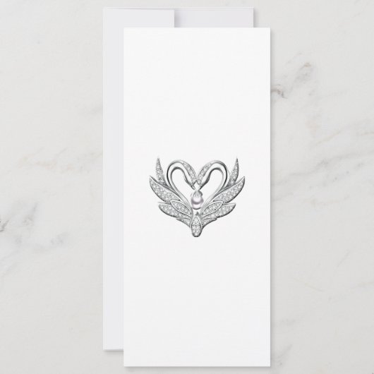 Lila Blue Silver Swans Wedelmenu Card Einladung (Rückseite)