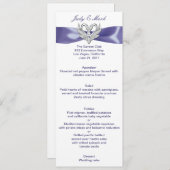 Lila Blue Silver Swans Wedelmenu Card Einladung (Vorne/Hinten)