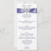 Lila Blue Silver Swans Wedelmenu Card Einladung (Vorderseite)