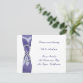 Lila Blue Silver Unfinity Wedding Reception Card (Stehend Vorderseite)