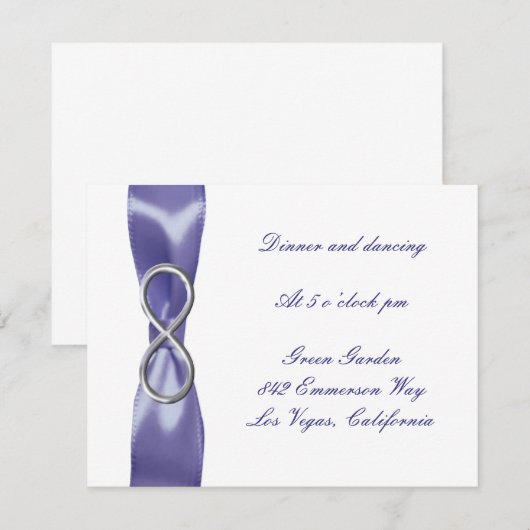 Lila Blue Silver Unfinity Wedding Reception Card (Vorne/Hinten)