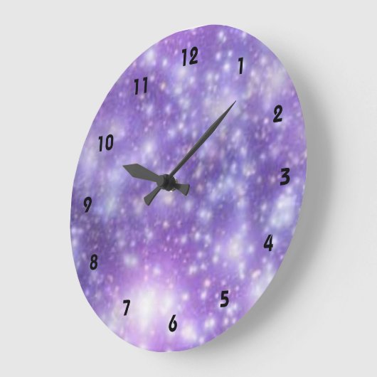 Lila Blue Sky Cloud Stars-Effekt Große Wanduhr (Winkel)