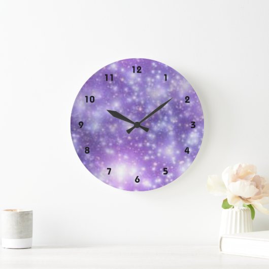 Lila Blue Sky Cloud Stars-Effekt Große Wanduhr (Zuhause)