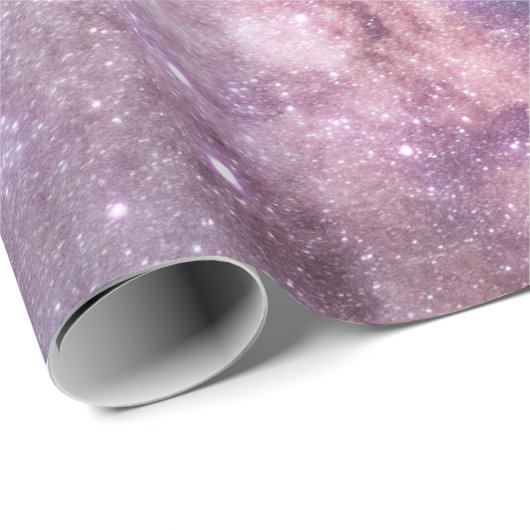 Lila Blue Sky Galaxy Starry Night Stars Modern Geschenkpapier (Rolleneckpunkt)