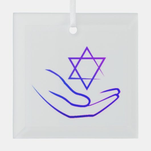 Lila/ Blue Star von David Glass Ornament Aus Glas (Vorderseite)