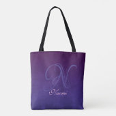 Lila Blue stylish rustikales Monogramm Tasche (Rückseite)