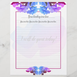 Lila Blue Trumpet-Blume Briefbogen