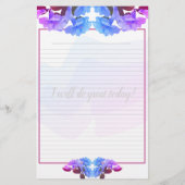 Lila Blue Trumpet-Blume Lined Writing Paper Briefpapier (Rückseite)