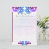 Lila Blue Trumpet-Blume Lined Writing Paper Briefpapier (Stehend Vorderseite)