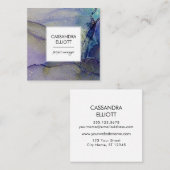 Lila Blue Turquoise & Gold Abstrakt Liquid Art Quadratische Visitenkarte (Vorne/Hinten)