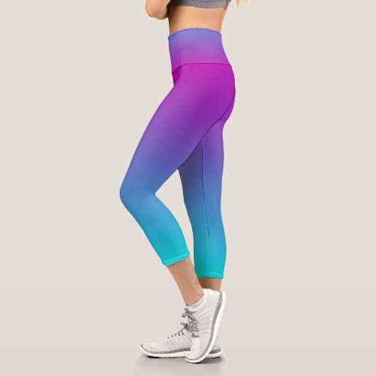 Lila Blue Turquoise Ombre Capri Leggings (Links)