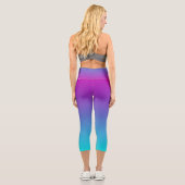 Lila Blue Turquoise Ombre Capri Leggings (Rückseite)
