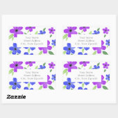 Lila- & Blue-Wasserfarben-Blumenmotiv-Labels Rechteckiger Aufkleber (Blatt)