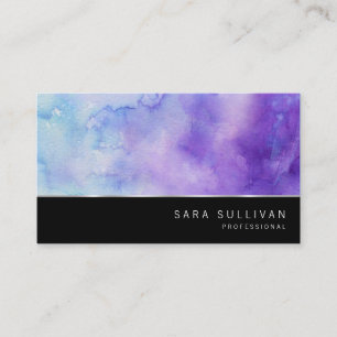 Lila Blue Watercolor Beruflich Business Card Visitenkarte