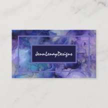Lila Blue Watercolor Elegante Business Card