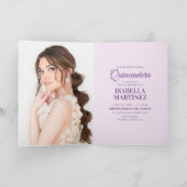 Lila Blue Watercolor Floral Quinceñera Foto Karte (Innenseite)