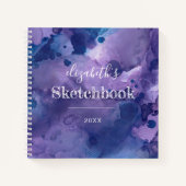 Lila Blue Watercolor Personalisiert Sketchbook Notizblock (Vorderseite)