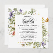Lila Blue Watercolor Wildblumen Brautparty Einladung (Vorne/Hinten)