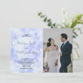 Lila Blue Wedding Einladungen mit Foto (Stehend Vorderseite)